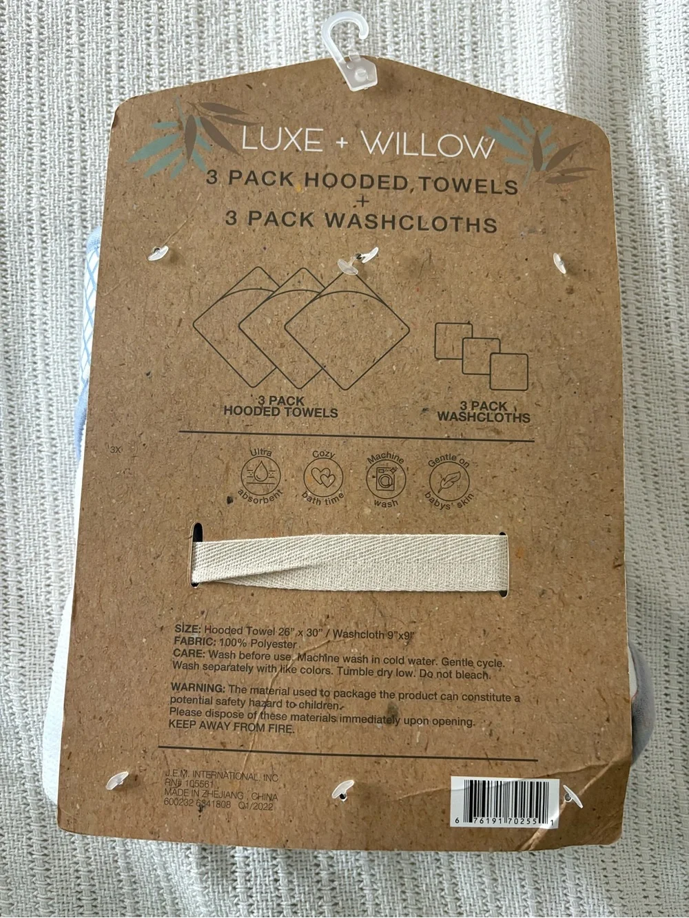 Luxe + Willow Baby Hooded Towel & Washcloth Set